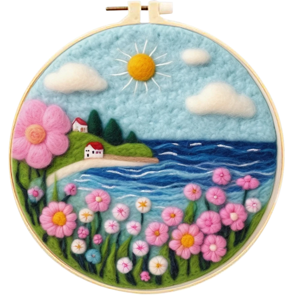 🌸 Fleurs roses au bord de mer